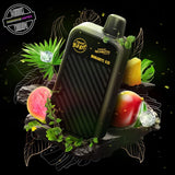A 20ml disposable vape by Flavour Beast x Twelve Monkeys surrounded by mango, pineapple, guava, and ice. Underground Vapes Woodstock and London