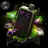A  20ml disposable vape by Flavour Beast x Twelve Monkeys surrounded by green apple, purple grape, and ice. Underground Vapes Woodstock and London