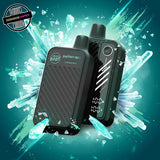 A 20ml disposable vape by Flavour Beast in mint iced flavour, surrounded by ice cubes. Underground Vapes Woodstock and London