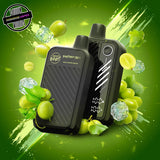 A 20ml disposable vape by Flavour Beast in white grape iced flavour, surrounded by green grapes and ice cubes. Underground Vapes Woodstock and London