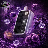 Black and white Beast Mode Max 3 20ml disposable by Flavour Beast surrounded by grapes and ice cubes. Underground Vapes Woodstock and London