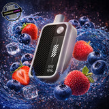 Black and white Beast Mode Max 3 20ml disposable by Flavour Beast surrounded by berries with a sugar coating and ice cubes. Underground Vapes Woodstock and London