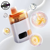 CAPSL disposable Vape by Flavour Beast, Banana Ice flavour. Features a clear tank so you can see juice levels and a small screen for battery percentage. Underground Vapes Woodstock and London