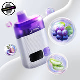 CAPSL disposable Vape by Flavour Beast, Grape Aloe flavour. Features a clear tank so you can see juice levels and a small screen for battery percentage. Underground Vapes Woodstock and London