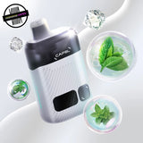 CAPSL disposable Vape by Flavour Beast, Peppermint flavour. Features a clear tank so you can see juice levels and a small screen for battery percentage. Underground Vapes Woodstock and London