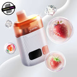 CAPSL disposable Vape by Flavour Beast, Strawberry Ice flavour. Features a clear tank so you can see juice levels and a small screen for battery percentage. Underground Vapes Woodstock and London
