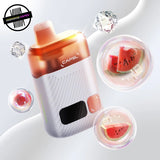CAPSL disposable Vape by Flavour Beast, Watermelon Ice flavour. Features a clear tank so you can see juice levels and a small screen for battery percentage. Underground Vapes Woodstock and London