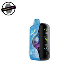 Blue Elfbar disposable in sour blue razz ice flavour on a white background. Underground Vapes Woodstock and London