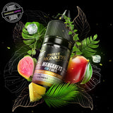 A 30ml bottle of salt nic by Flavour Beast x Twelve Monkeys surrounded by mango, pineapple, guava, and ice. Underground Vapes Woodstock and London