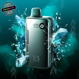 A 30ml disposable vape by Flavour Beast, Mint Iced flavour. The device has a button to control wattage and lights to show battery and juice percentage. Underground Vapes Woodstock and London