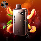 A 30ml disposable vape by Flavour Beast, Juicy Peach flavour. The device has a button to control wattage and lights to show battery and juice percentage. Underground Vapes Woodstock and London