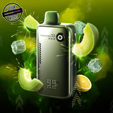 A 30ml disposable vape by Flavour Beast, Melon Citrus Iced flavour. The device has a button to control wattage and lights to show battery and juice percentage. Underground Vapes Woodstock and London