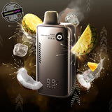 A 30ml disposable vape by Flavour Beast, Pina Colada Iced flavour. The device has a button to control wattage and lights to show battery and juice percentage. Underground Vapes Woodstock and London