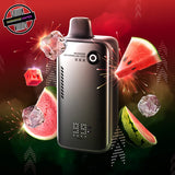 A 30ml disposable vape by Flavour Beast, Watermelon Iced flavour. The device has a button to control wattage and lights to show battery and juice percentage. Underground Vapes Woodstock and London