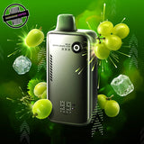 A 30ml disposable vape by Flavour Beast, White Grape Iced flavour. The device has a button to control wattage and lights to show battery and juice percentage. Underground Vapes Woodstock and London