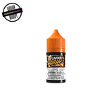 Flavour Drop e-liquid bottle in sour peach ice flavour with orange cap on a white background. Underground Vapes Woodstock and London
