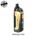 The GeekVape Aegis Boost 3 Starter Kit in gold and black on a white background. Underground Vapes Woodstock and London