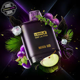 A prefilled 20ml pod by Flavour Beast x Twelve Monkeys surrounded by green apple, purple grape, and ice. Compatible with the Level X battery. Underground Vapes Woodstock and London