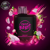 A 20ml prefilled vape pod by Level X Flavour Beast in dragonfruit lychee ice flavour. The pod is surrounded by dragonfruit slices, lychee, and ice cubes. Underground Vapes Woodstock and London