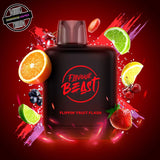 A 20ml prefilled vape pod by Level X Flavour Beast in fruit flash flavour. The pod is surrounded by citrus fruits, cherries, and berries. Underground Vapes Woodstock and London