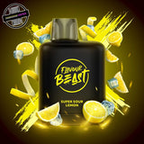A 20ml prefilled vape pod by Level X Flavour Beast in sour lemon ice flavour. The pod is surrounded by lemons and ice cubes. Underground Vapes Woodstock and London