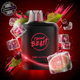 A 20ml prefilled vape pod by Level X Flavour Beast in fruit bomb ice flavour. The pod is surrounded by cherries, grapefruit, lime, and ice cubes. Underground Vapes Woodstock and London