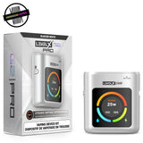 A white Level X G2 Pro battery with e-liquid and battery indicators on the LED screen. Underground Vapes Woodstock and London