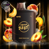 A black 40ml pod by Flavour Beast in peach ice flavour, compatible with the Level  X M Series battery. Underground Vapes Woodstock and London