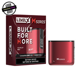 A red battery for the Level X M series on a white background. Underground Vapes Woodstock and London