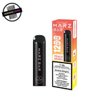 Black stick-style disposable vape by Marz in peach berry flavour on a white background. Underground Vapes Woodstock and London