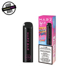 Black stick-style disposable vape by Marz in sour strawberry dragonfruit flavour on a white background. Underground Vapes Woodstock and London