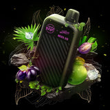 Twelve Monkeys x Beast Mode Max 2 Disposable surrounded by green apple, purple grape, ice cubes, and green leaves. Available at Underground Vapes Woodstock and London.