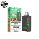 Ripper X 20ml pod and packaging by RufPuf in bubbly strawberry watermelon flavour on a white background. Underground Vapes Woodstock and London