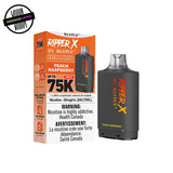 Ripper X 20ml pod and packaging by RufPuf in peach raspberry flavour on a white background. Underground Vapes Woodstock and London