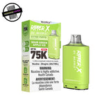 Ripper X 20ml pod and packaging by RufPuf in sour green apple ice flavour on a white background. Underground Vapes Woodstock and London