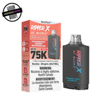 Ripper X 20ml pod and packaging by RufPuf in strawberry cherry watermelon flavour on a white background. Underground Vapes Woodstock and London