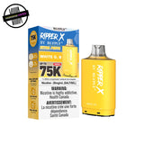 Ripper X 20ml pod and packaging by RufPuf in white G.B. flavour on a white background. Underground Vapes Woodstock and London