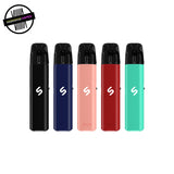 Five refillable vape devices by STLTH in black, blue, pink, red, and green on a white background with 'S' logo. Underground Vapes Woodstock and London