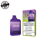Purple STLTH disposable vape in purple grape ice flavour with packaging on a white background. Underground Vapes Woodstock and London