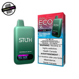 Green STLTH Eco XL vape device and packaging in watermelon lime ice flavor on a white background. Underground Vapes Woodstock and London