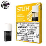 3-pack of prefilled 2ml STLTH pods in banana ice flavour. Undergound Vapes Woodstock and London