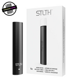 Metallic Black STLTH USB Type-C stick-style device / battery next to its packaging. Underground Vapes Woodstock and London