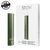 Metallic Green STLTH USB Type-C stick-style device / battery next to its packaging. Underground Vapes Woodstock and London