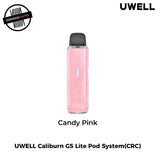 Pink Uwell Caliburn G5 Lite Pod System on a white background. Underground Vapes Woodstock and London