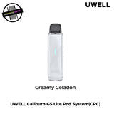 Uwell Caliburn G5 Lite Pod System in Creamy Celadon / White on a white background. Underground Vapes Woodstock and London