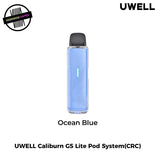 Uwell Caliburn G5 Lite Pod System in Ocean Blue on a white background. Underground Vapes Woodstock and London