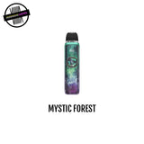 The Caliburn G5 kit in metallic green and purple with abstract designs. Underground Vapes Woodstock and London