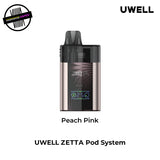 UWELL ZETTA Pod System in rose gold on a white background. Underground Vapes Woodstock and London