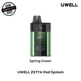 UWELL ZETTA Pod System in mist gray on a white background. Underground Vapes Woodstock and London